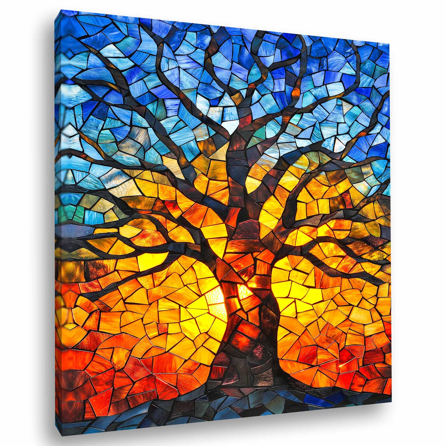 Tablou canvas Copacul Vieții, artă abstractă pe pânză cu efect de vitraliu
