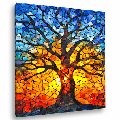 Tablou canvas Copacul Vieții, artă abstractă pe pânză cu efect de vitraliu