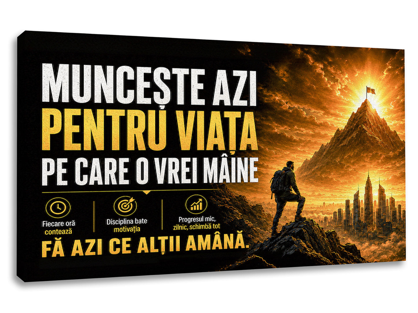 Tablou canvas motivațional „Muncește azi pentru viața pe care o vrei mâine”