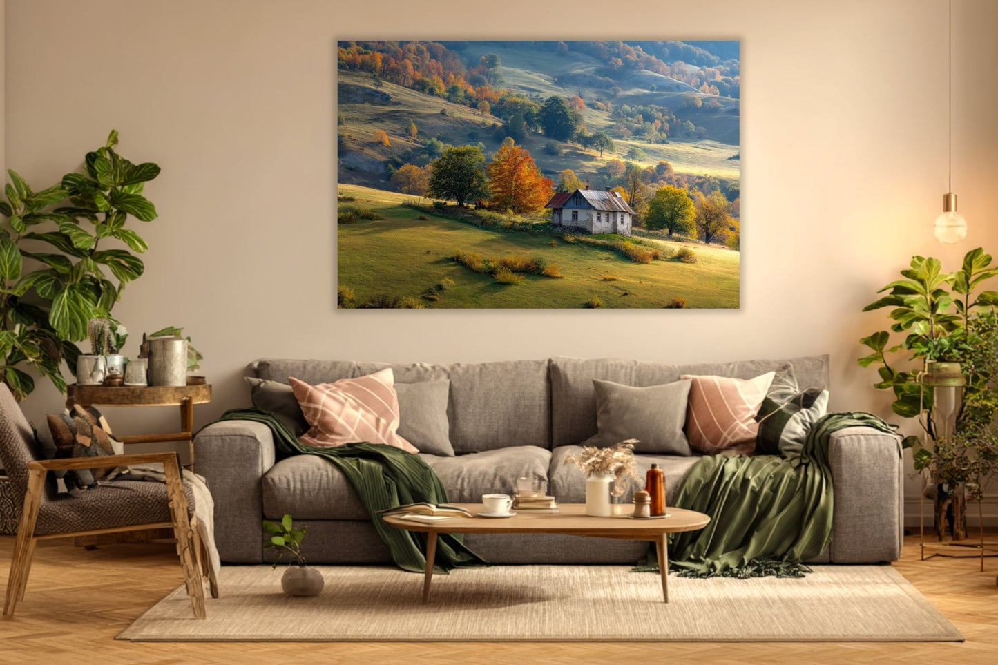 Tablou Peisaj de Toamnă pe Canvas, Casă la Munte